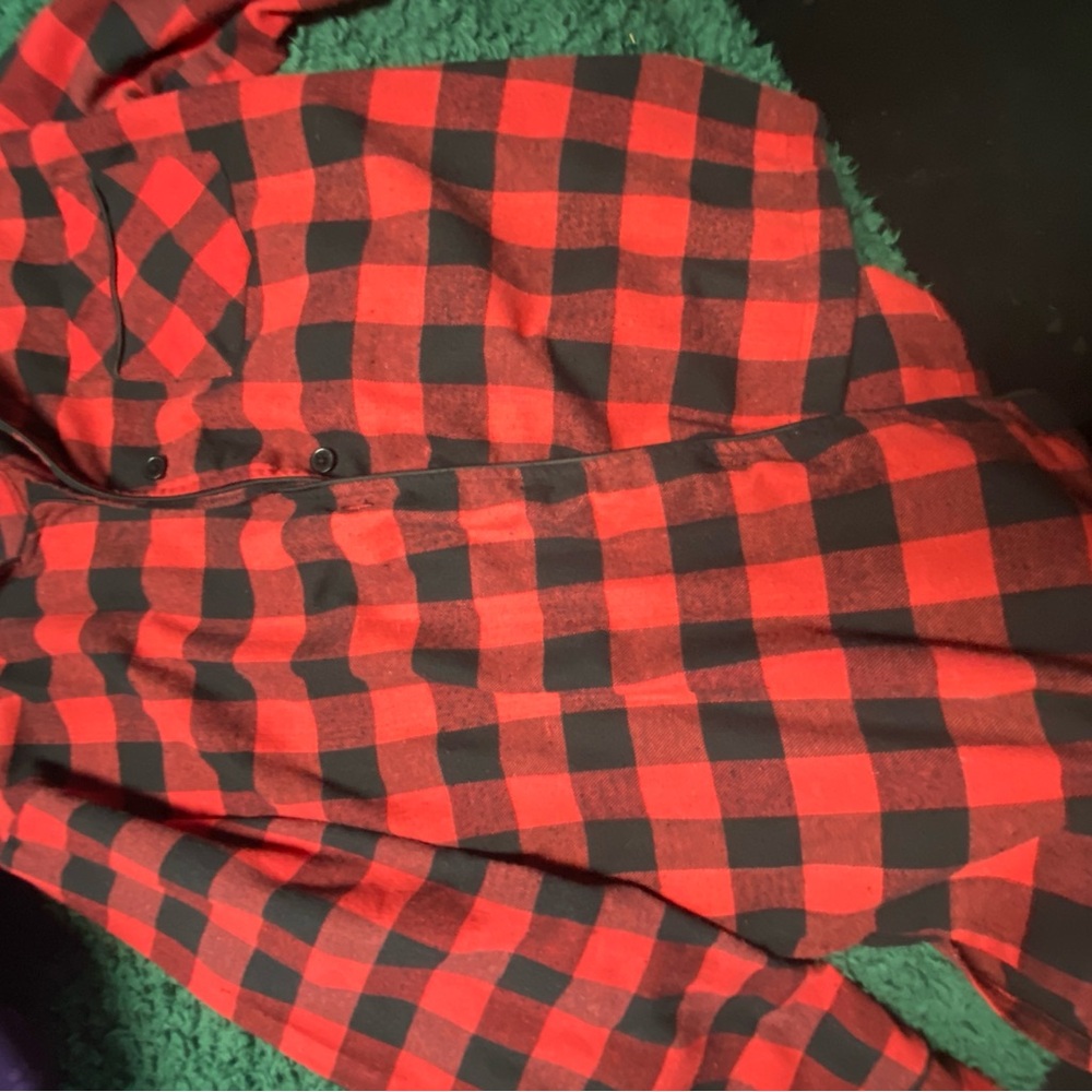 Red and Black Plaid Button-Up Shirt